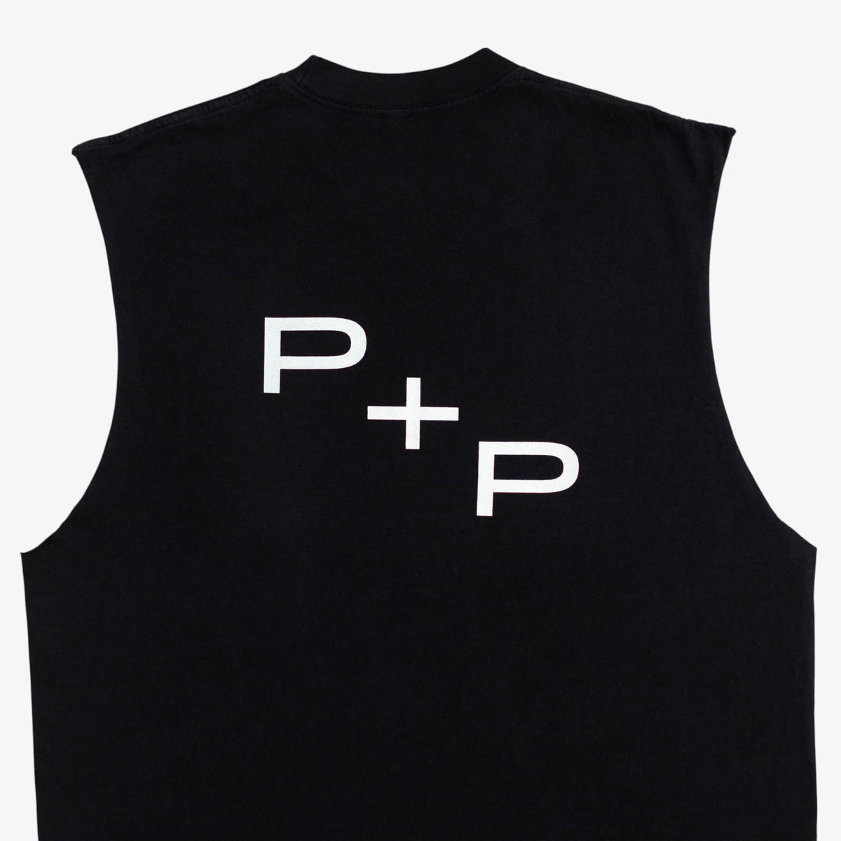 ‘Monogram’ Back No Sleeve Shirt (Off Black)