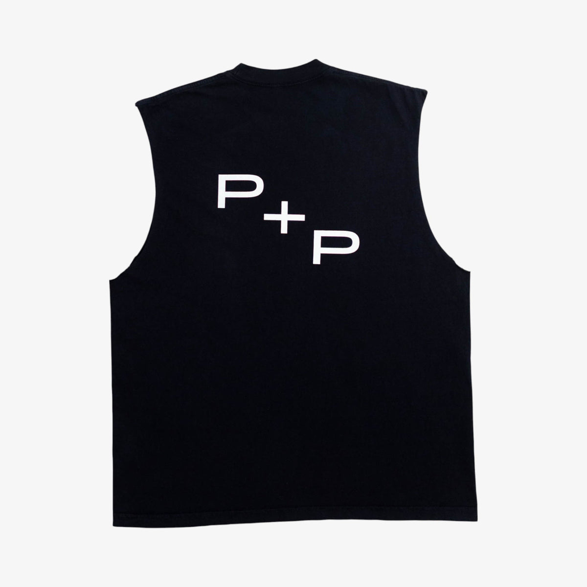 ‘Monogram’ Back No Sleeve Shirt (Off Black)