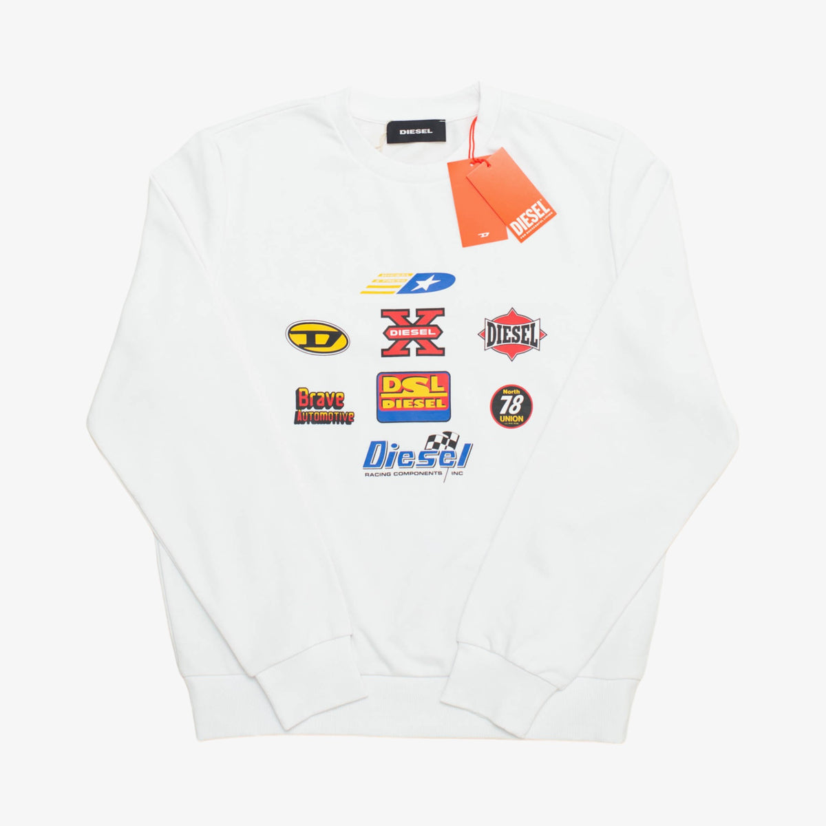 Racing Graphic Crewneck (White) [Size: Large]