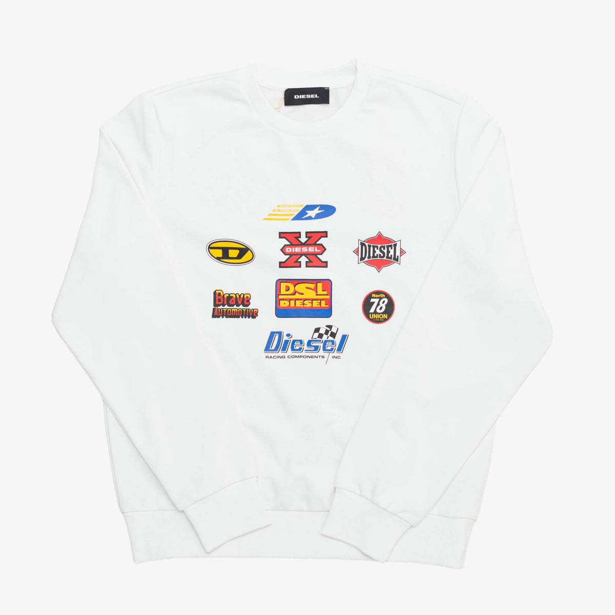 Racing Graphic Crewneck (White) [Size: Large]