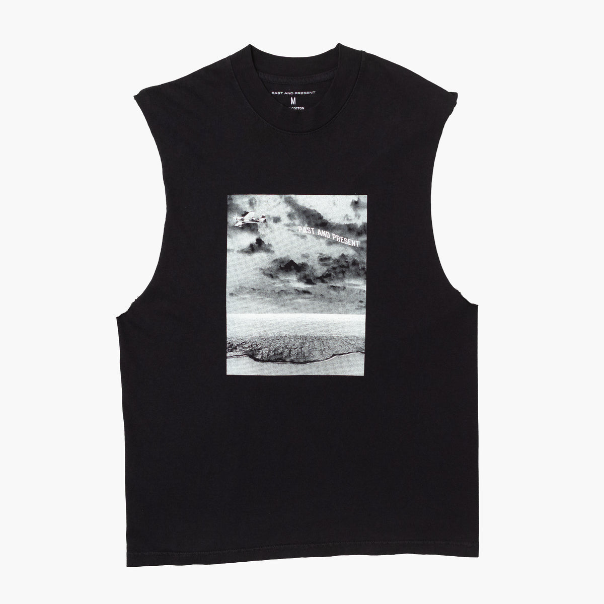 'Summer View' No Sleeve Shirt (Off Black)