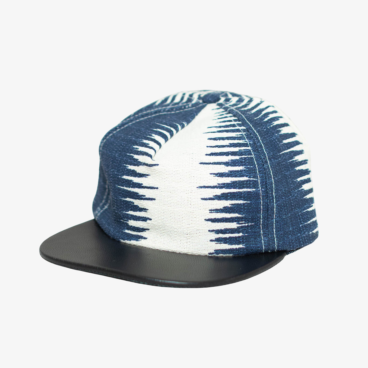 'Indigo' Made In USA Abstract Canvas Hat With Leather Brim [Size: One Size]