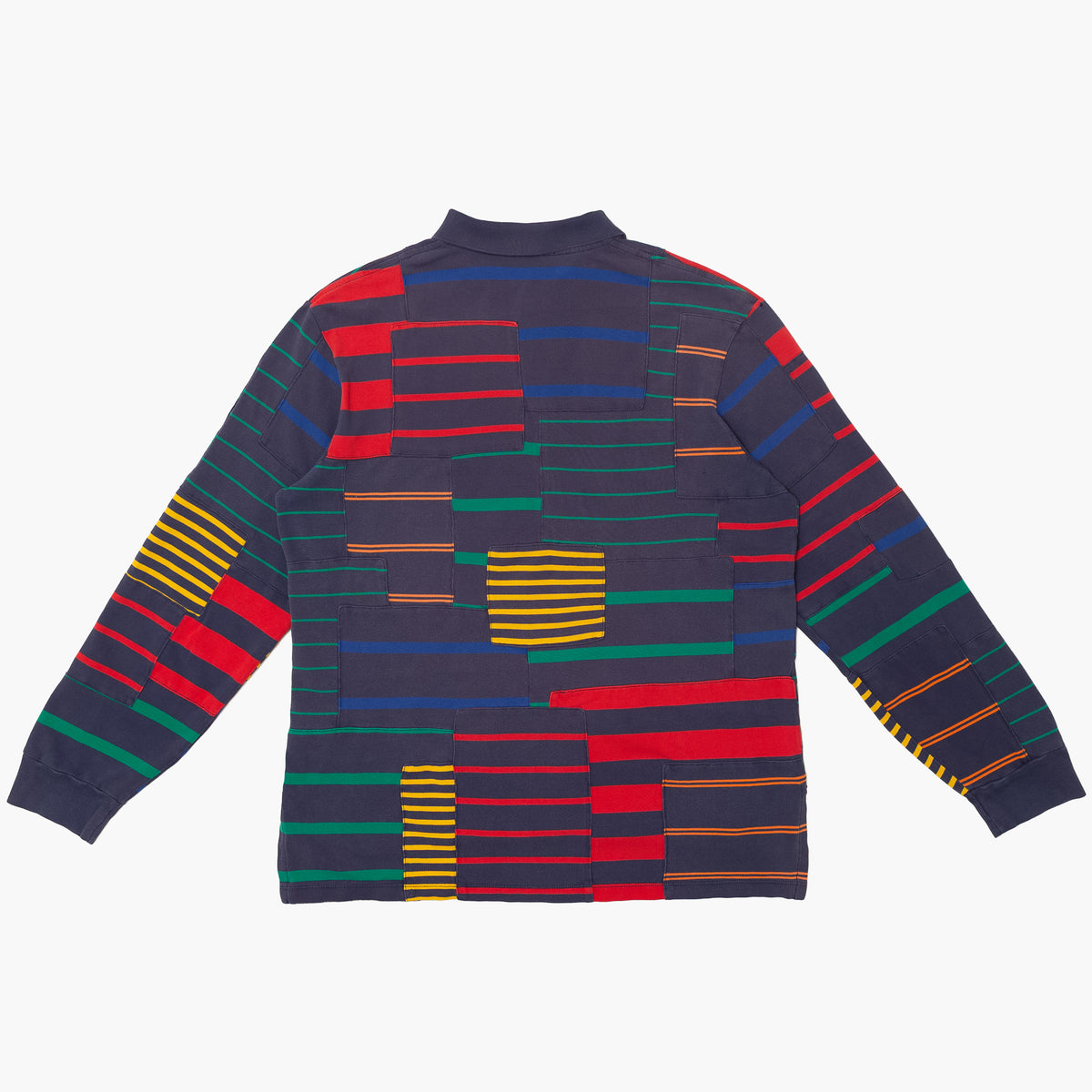 Vintage Patchwork Stripe Polo Long Sleeve [Size: X-Large]
