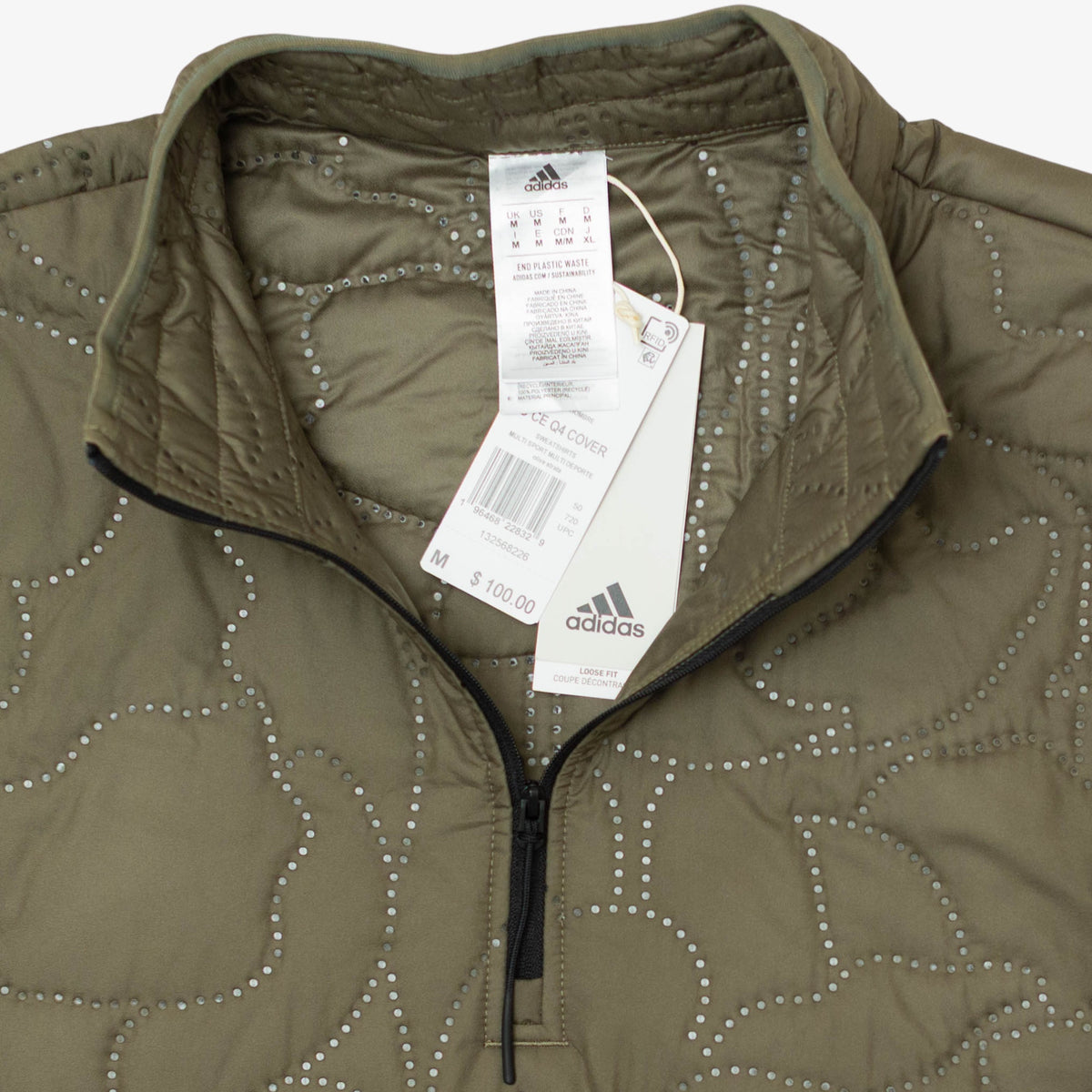 'Olive' Embossed Quarter Zip Pullover (Size: Medium)