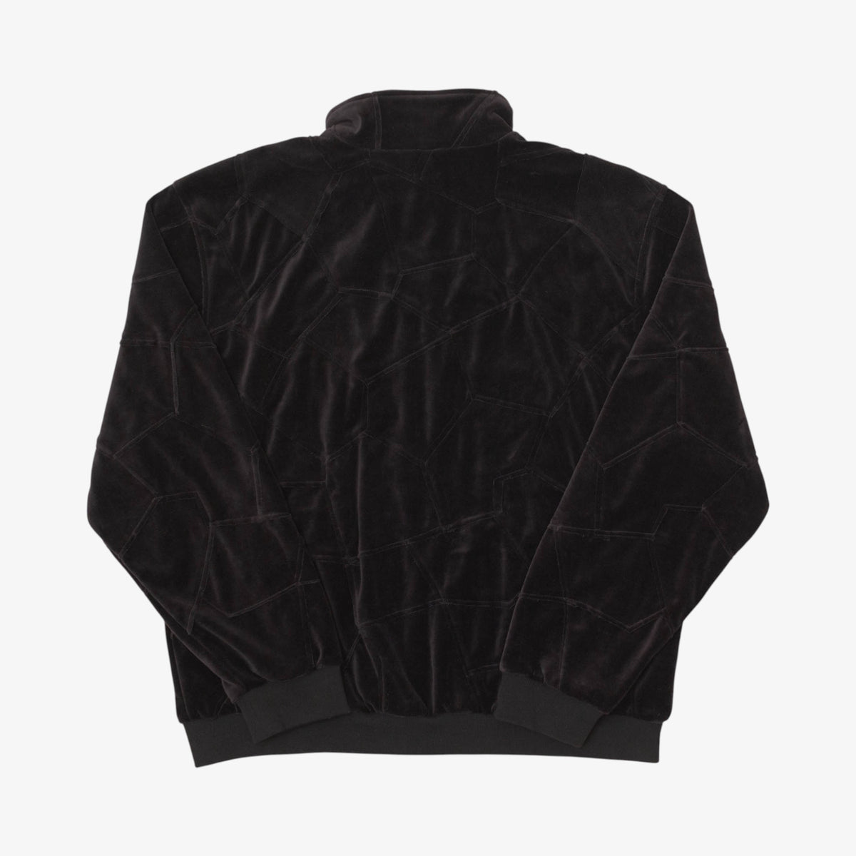 Patchwork Velour Zip Up Jacket Black [Size: Large]