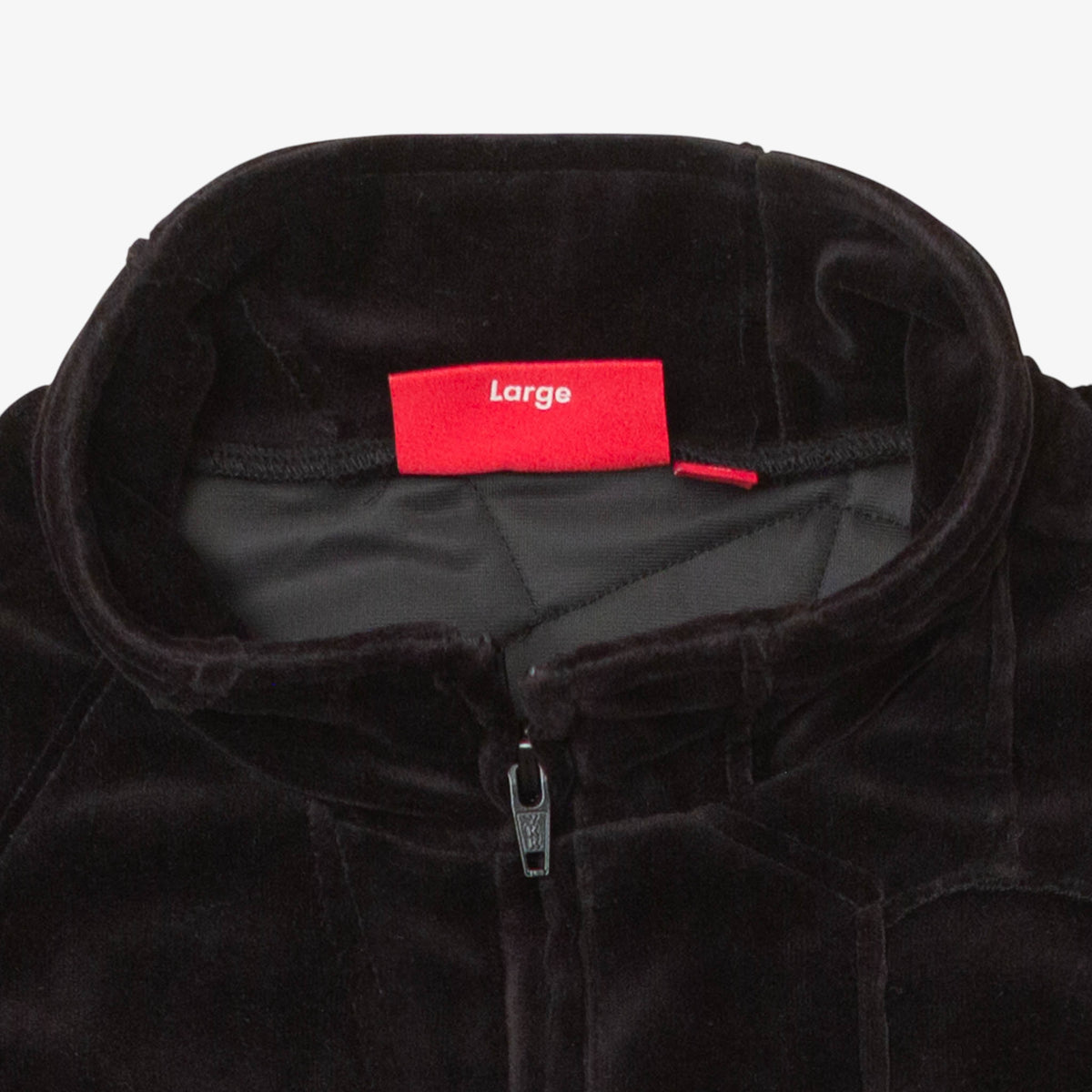 Patchwork Velour Zip Up Jacket Black [Size: Large]