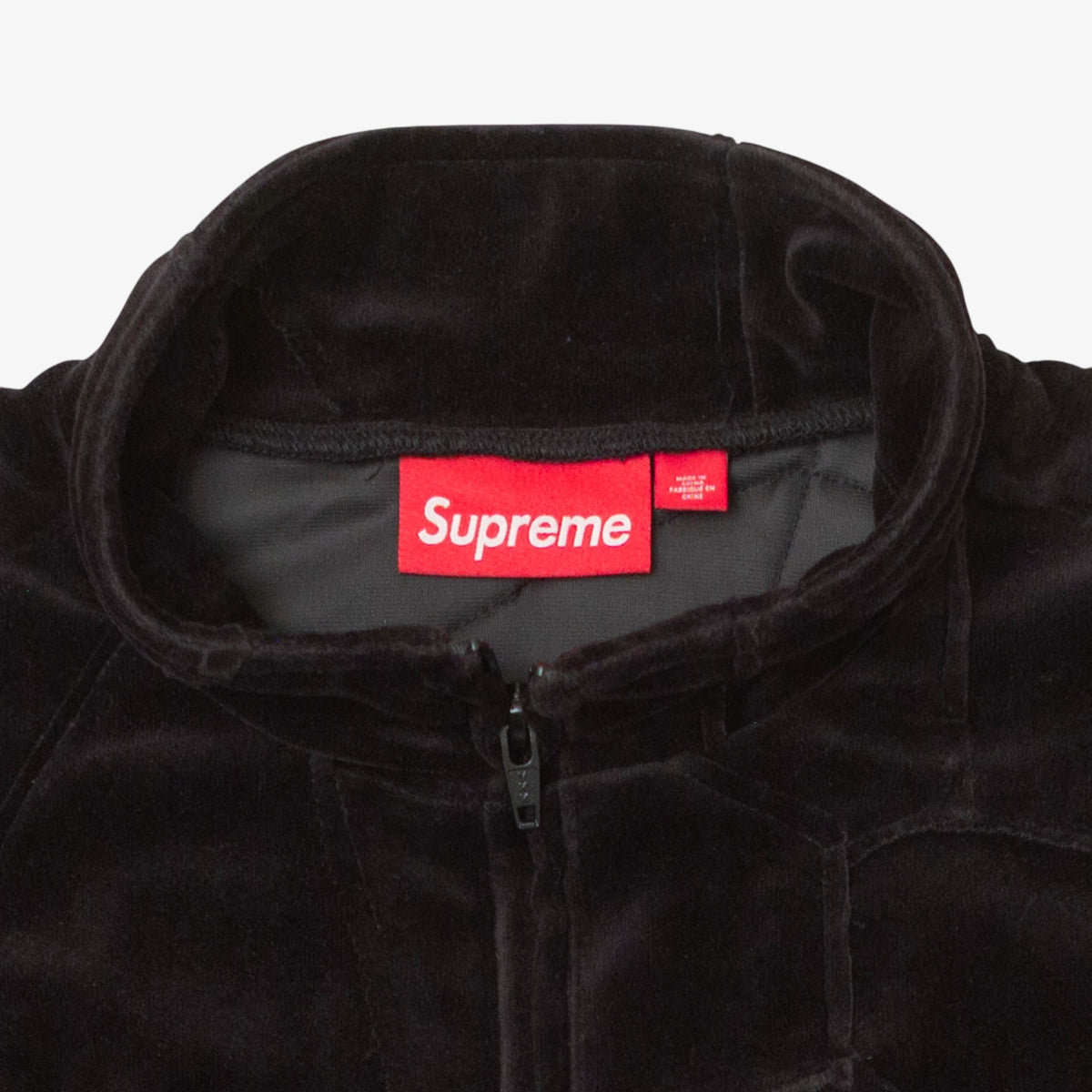 Patchwork Velour Zip Up Jacket Black [Size: Large]