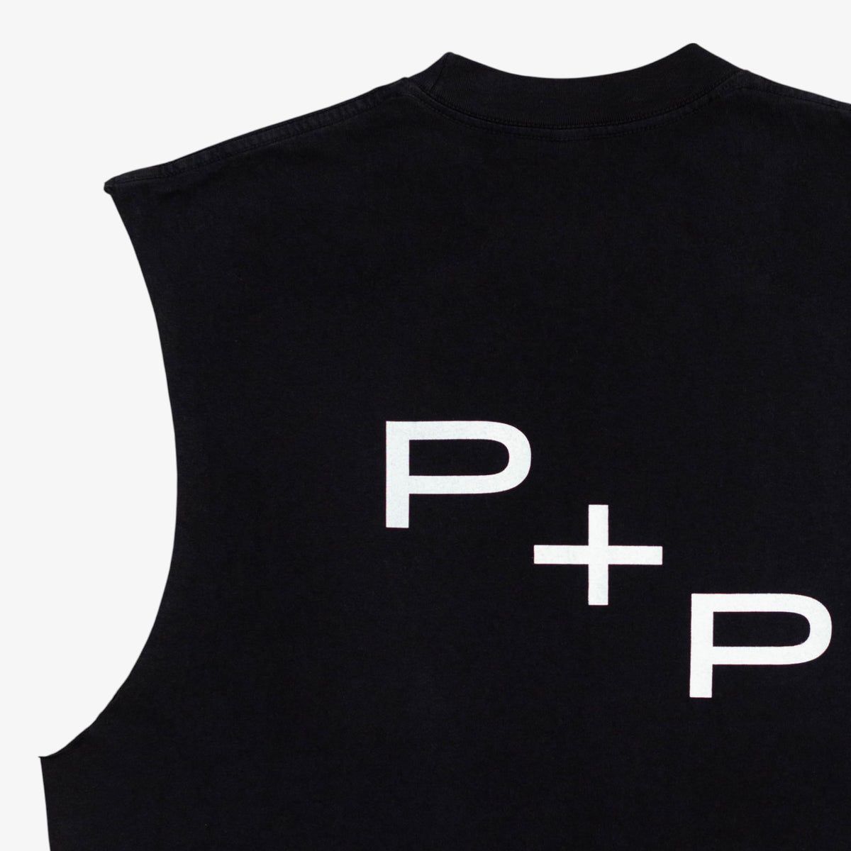 ‘Monogram’ Back No Sleeve Shirt (Off Black)