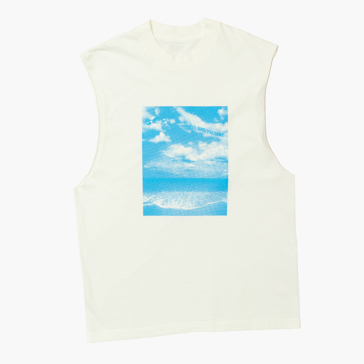 'Summer View' No Sleeve Shirt (Vintage White)