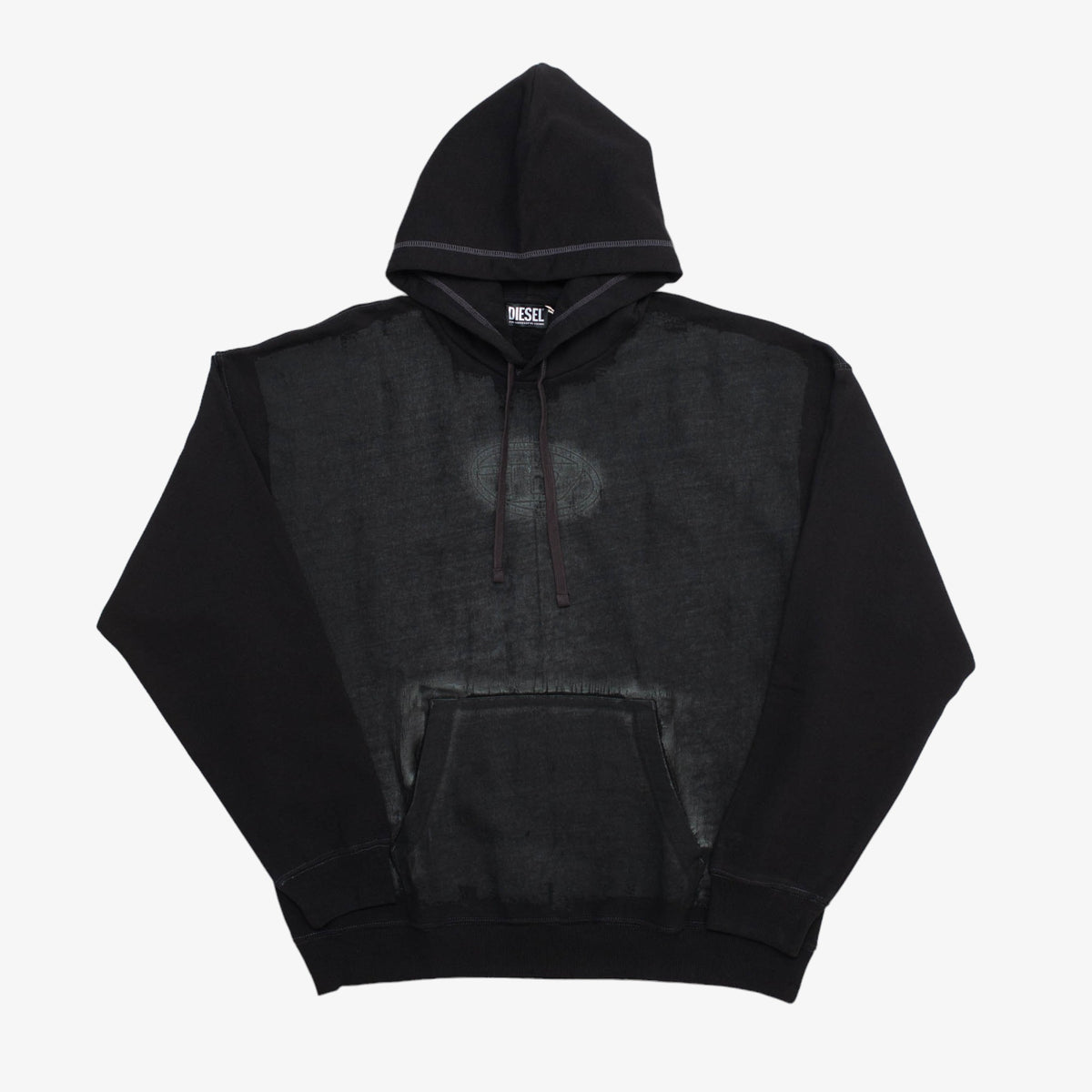 Black Paint-Effect Hooded Sweatshirt [Size: Large]