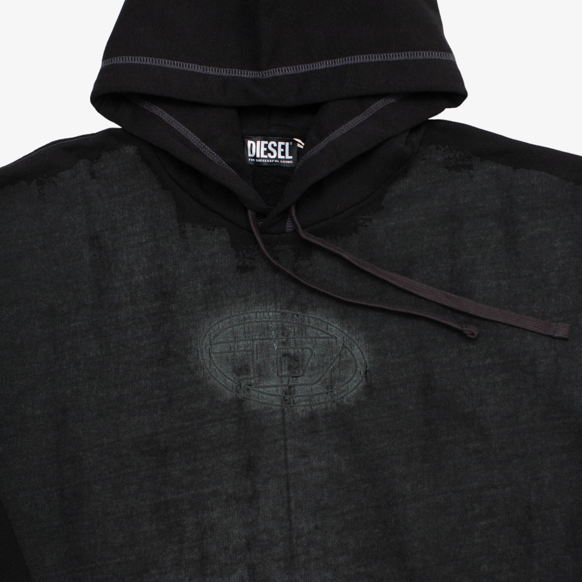 Black Paint-Effect Hooded Sweatshirt [Size: Large]