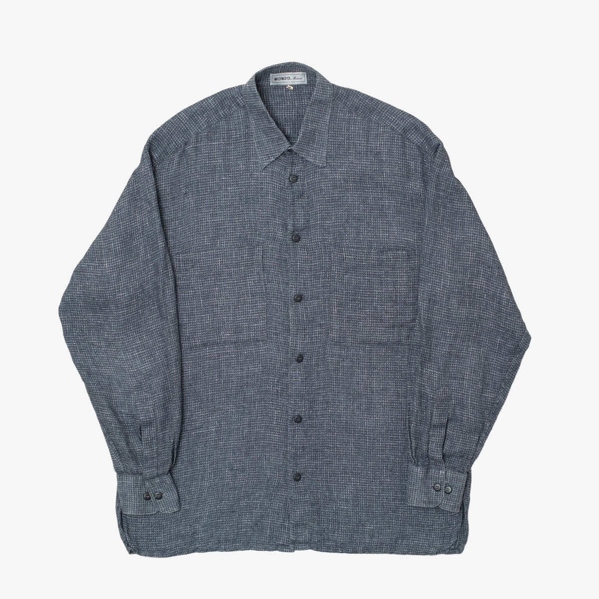 Linen Button Down ‘Black/Charcoal’ [Size: Large]