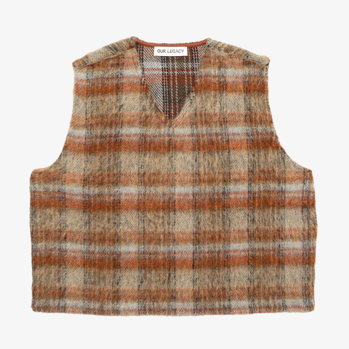 &quot;Ament Check&quot; Double Lock Mohair Vest (Size: 48 EU/Medium)