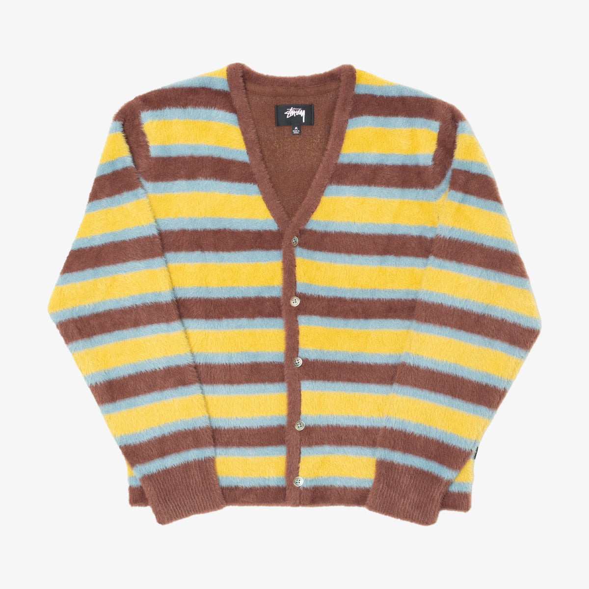 Horizontal Stripe Cardigan &#39;Brown&#39; (Size: Medium)