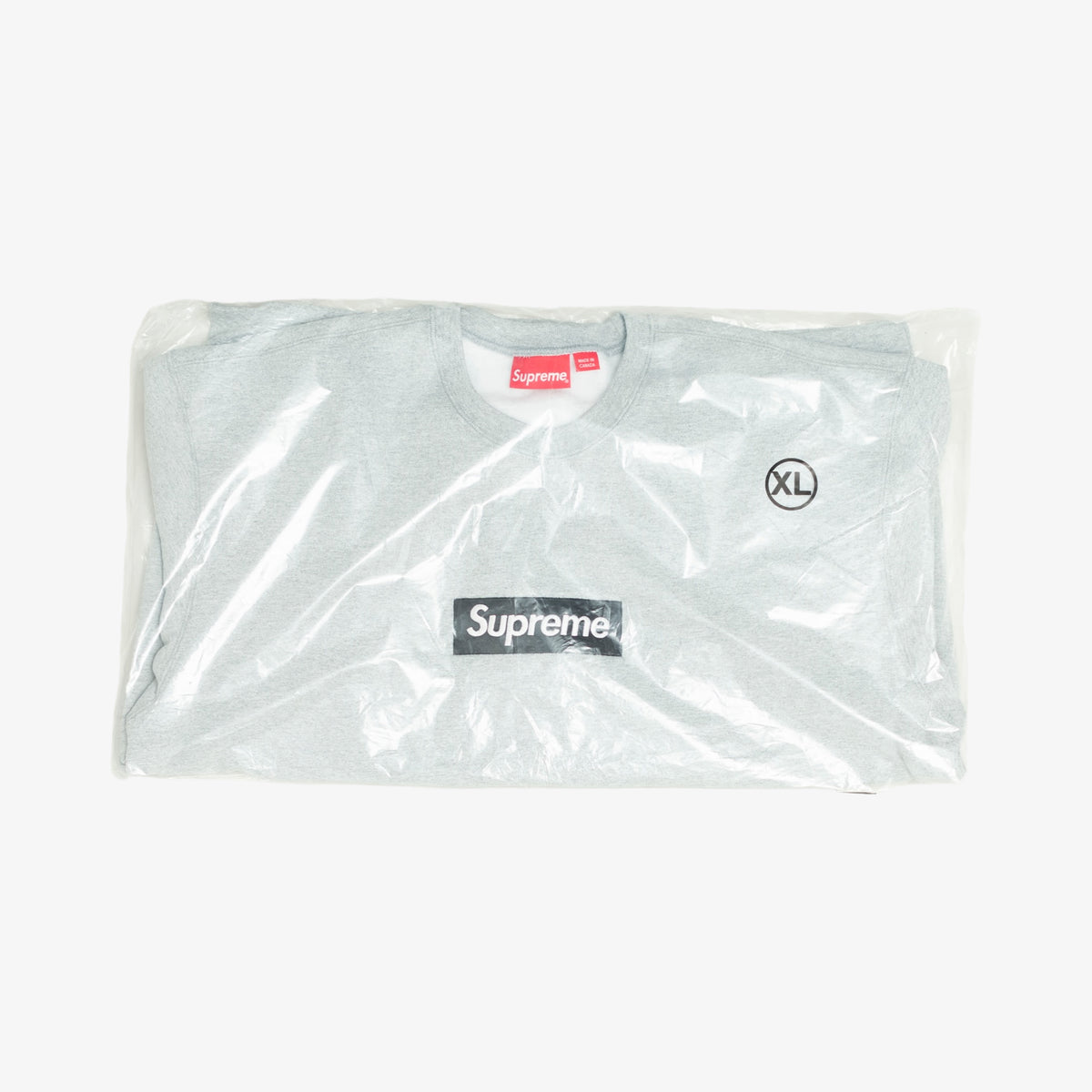 Heather Grey/Black Box Logo Crewneck Sweatshirt [Size: XL]