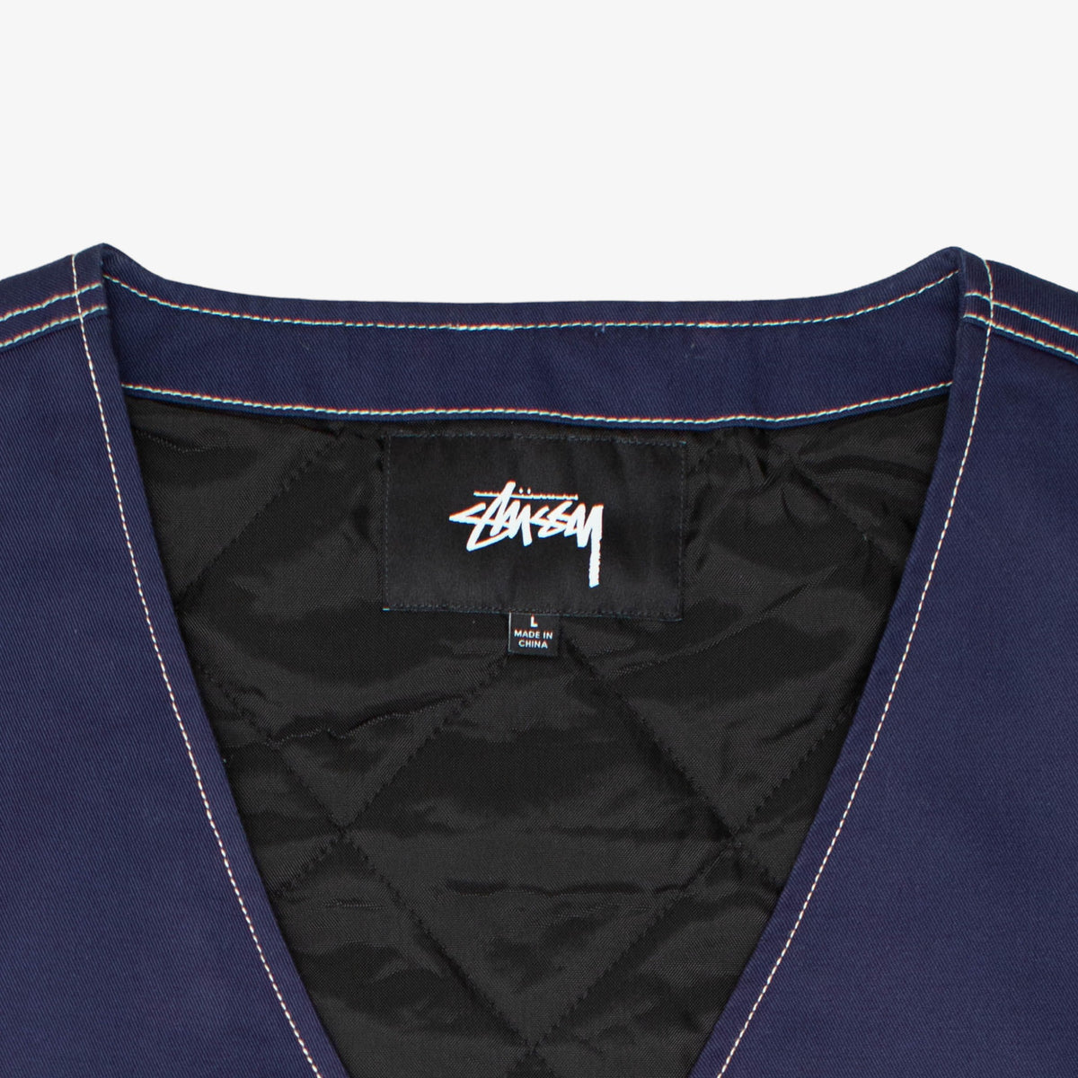 &#39;Navy&#39; Contrast Stitch Zip Vest [Size: Large]